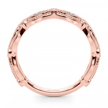 Antique Style Lab Aquamarine & Lab Grown Diamond Wedding Ring Band 14K Rose Gold (0.20ct)